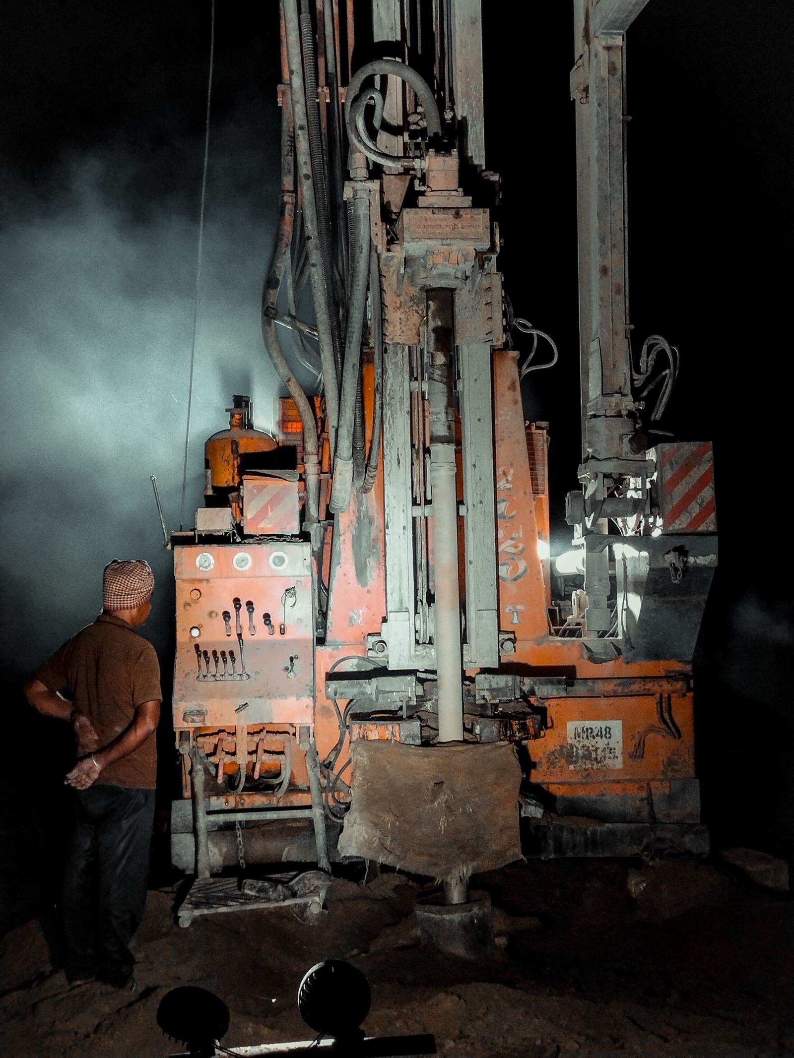 A drilling rig boring a new borehole