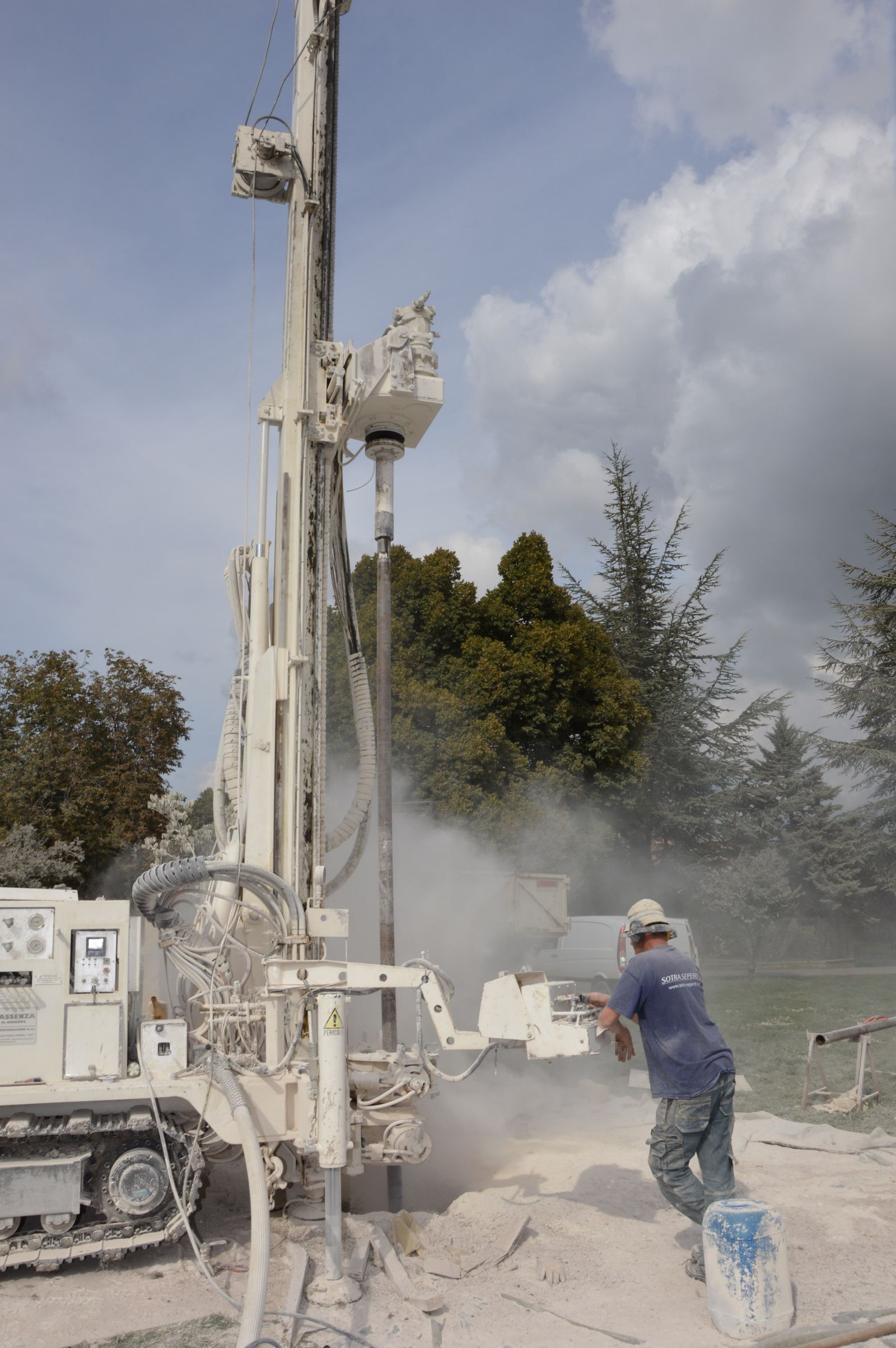 A drilling rig at work on a borehole site